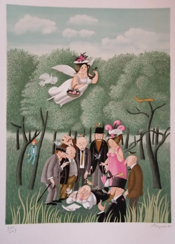 Litografia Peynet - Le Sous Préfet aux champs