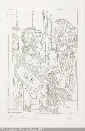 Gravura Picasso - Accord Entre les Guerriers de Sparte et d'Athens