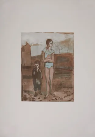 Litografia Picasso (After) - Arlequin et garçon, 1946