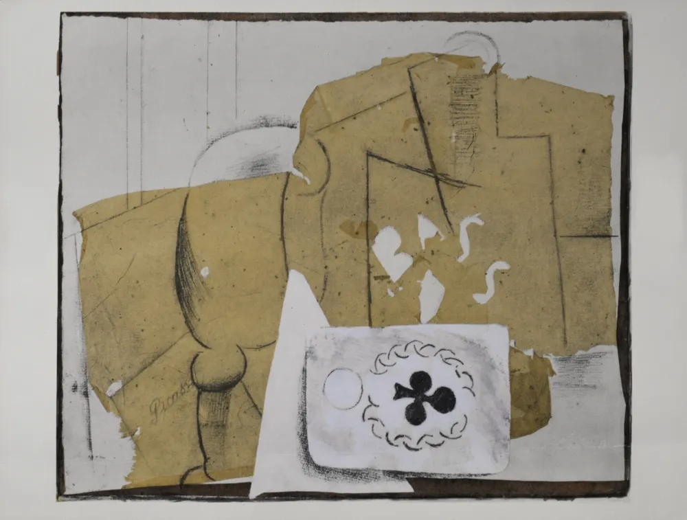 Estêncil Picasso (After) - Bouteille, verre et cartes, 1962