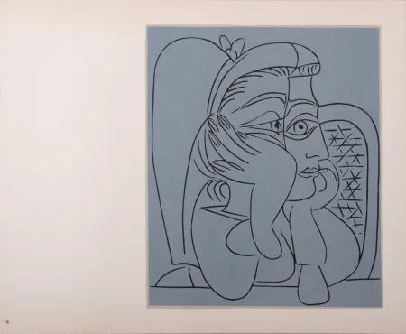 Linogravura Picasso (After) - Femme accoudée, 1962