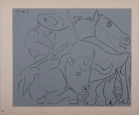 Linogravura Picasso (After) - La pique cassée, 1962