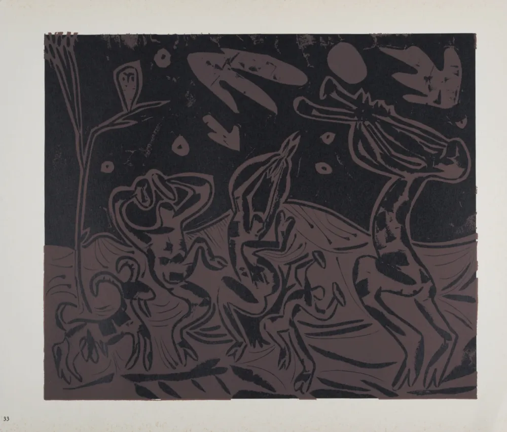 Linogravura Picasso (After) - Les danseurs au hibou, 1962