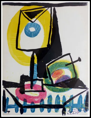 Litografia Picasso (After) - NATURE MORTE AU VERRE