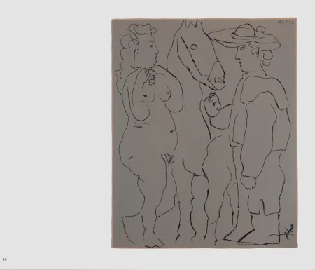 Linogravura Picasso (After) - Picador, femme et cheval, 1962