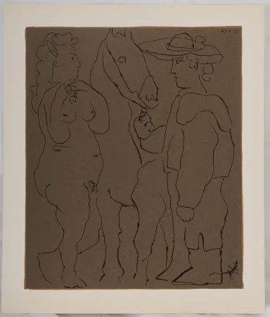 Linogravura Picasso - Amoureux et cheval