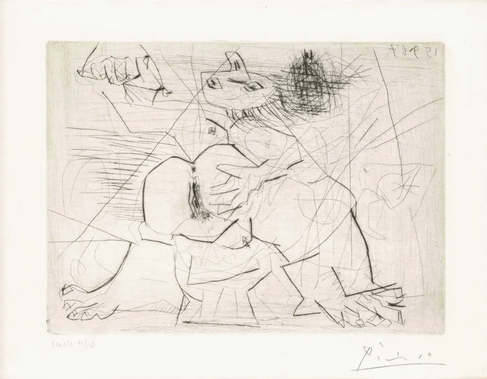 Gravura Picasso - Aux quatre coins de la pièce, from Hommage à Roger Lacourière