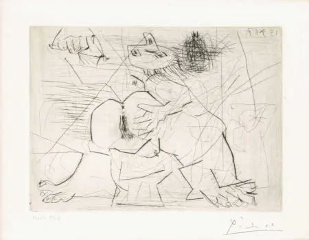 Gravura Picasso - Aux quatre coins de la pièce, from Hommage à Roger Lacourière