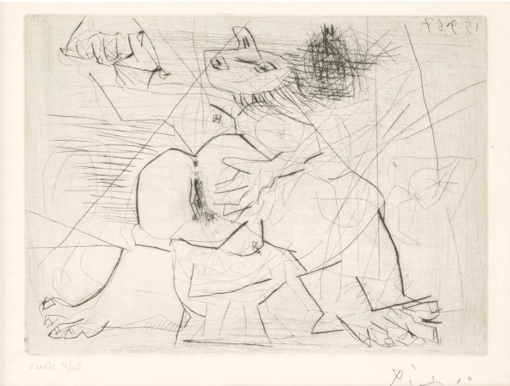 Gravura Picasso - Aux quatre coins de la pièce, from Hommage à Roger Lacourière