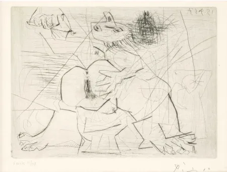 Gravura Picasso - Aux quatre coins de la pièce, from Hommage à Roger Lacourière