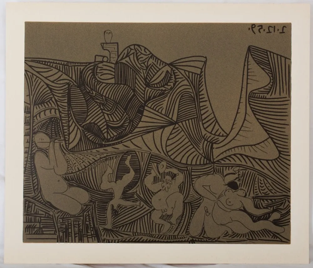 Linogravura Picasso - Bacchanale : Danse de nuit au hibou