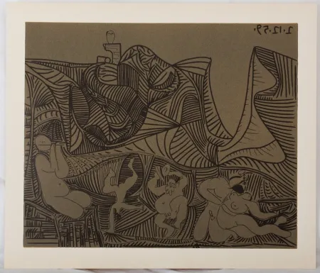 Linogravura Picasso - Bacchanale : Danse de nuit au hibou