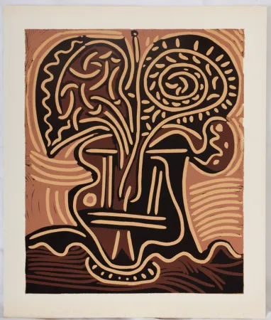 Linogravura Picasso - Bouquet de fleurs