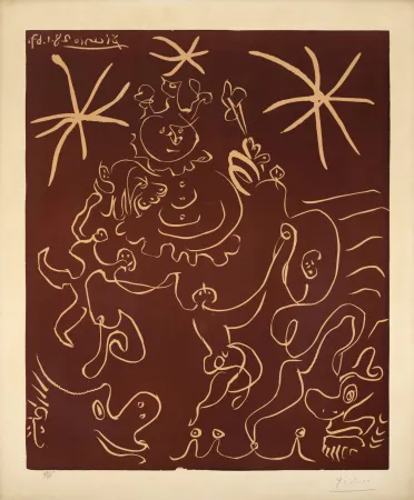 Linogravura Picasso - Carnaval