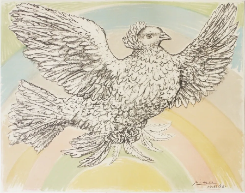 Litografia Picasso - Colombe à l'Arc en Ciel