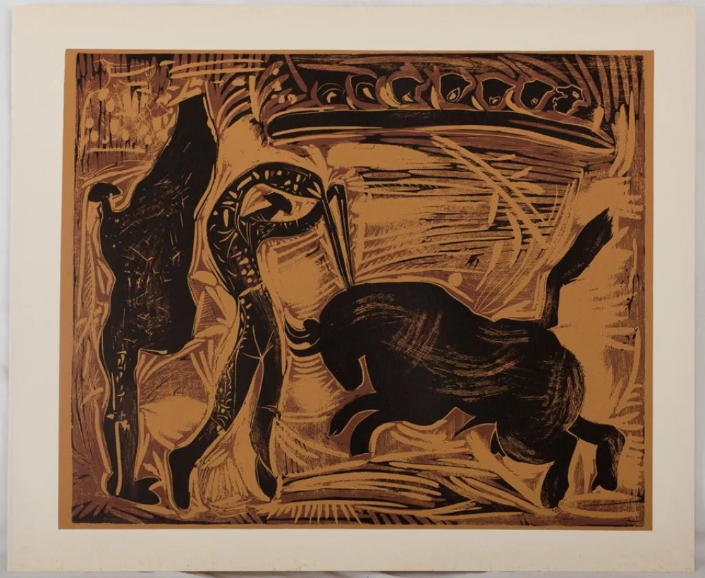 Linogravura Picasso - Corrida, les banderilles