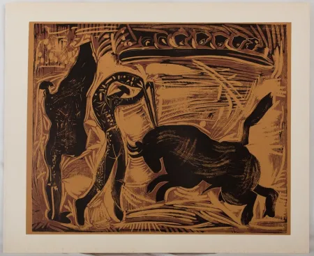 Linogravura Picasso - Corrida, les banderilles