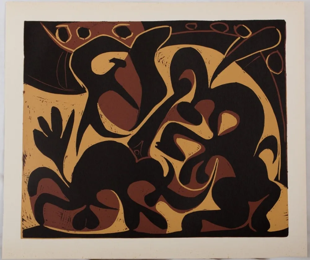 Linogravura Picasso - Dans l'arène