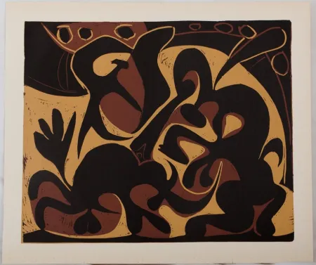 Linogravura Picasso - Dans l'arène