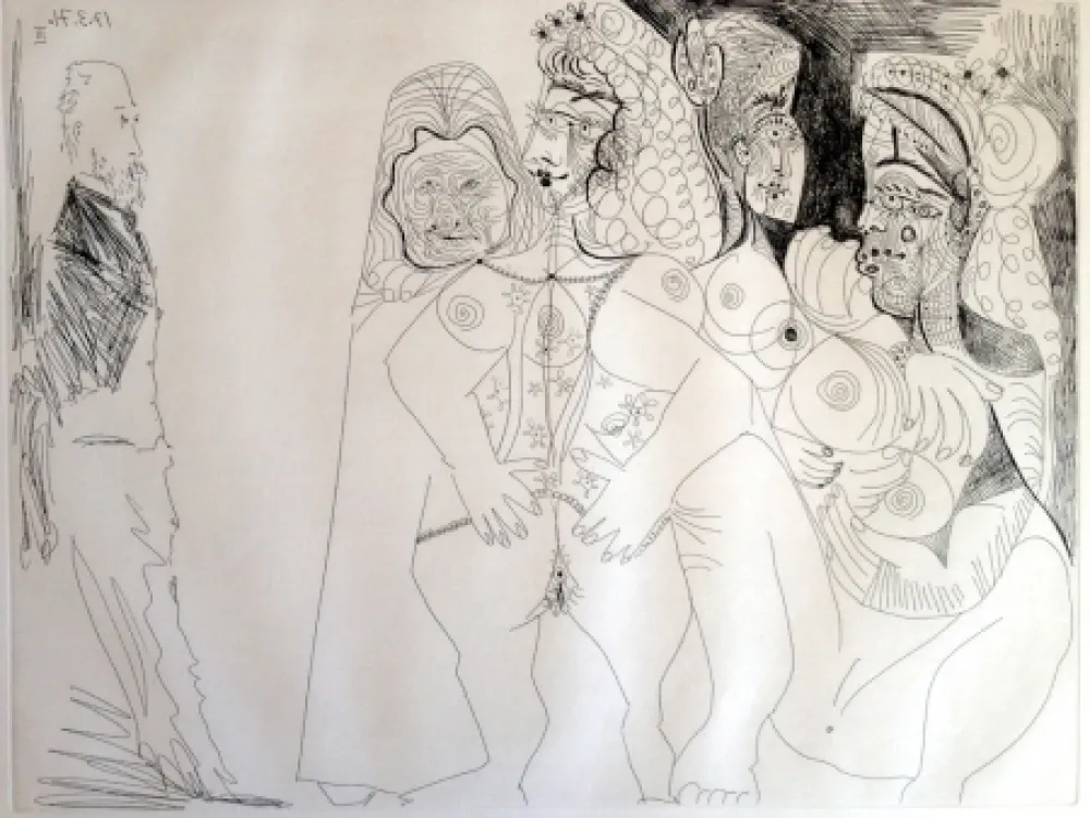 Gravura Picasso - DEGAS VIEWING THREE NUDES