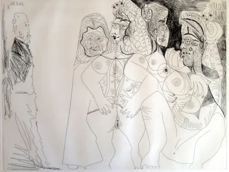 Gravura Picasso - DEGAS VIEWING THREE NUDES