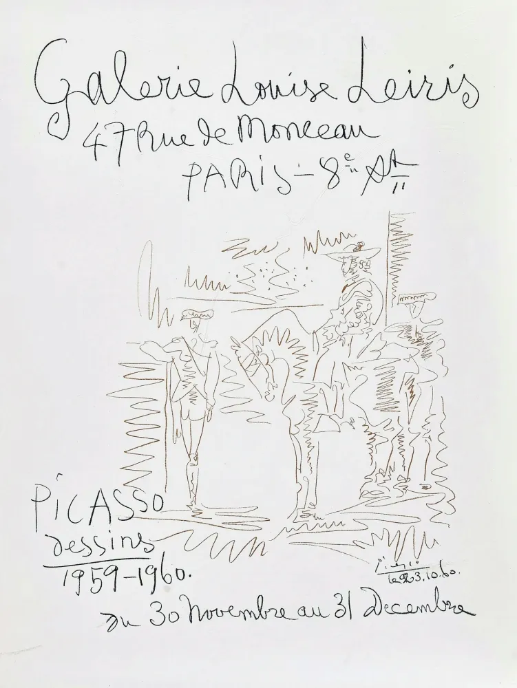 Litografia Picasso - '' Dessins 1959-1960 ''  -  Galerie Louise LEIRIS