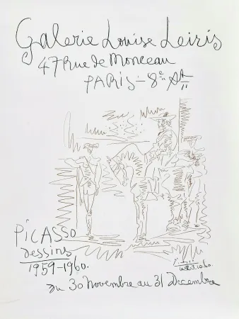 Litografia Picasso - '' Dessins 1959-1960 ''  -  Galerie Louise LEIRIS
