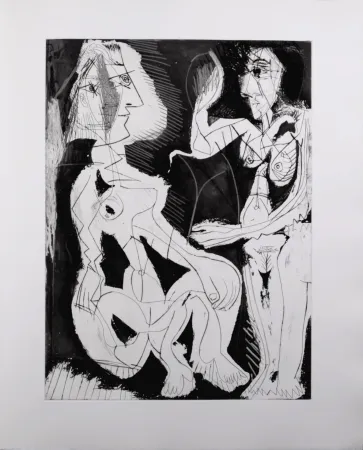 Água-Tinta Picasso - Deux femmes au miroir, 1966 - A fantastic original etching (Aquatint) by the Master!