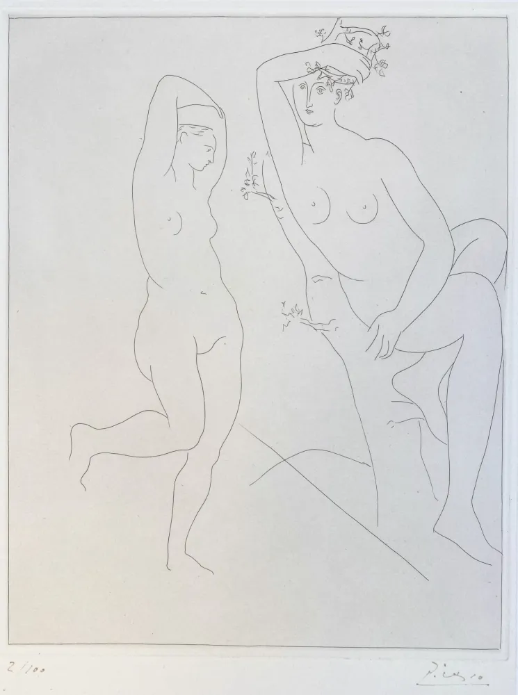 Gravura Picasso - Deux Femmes nues dans un Arbre