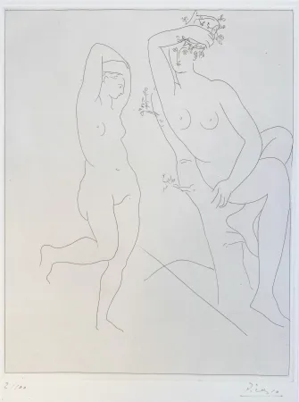 Gravura Picasso - Deux Femmes nues dans un Arbre