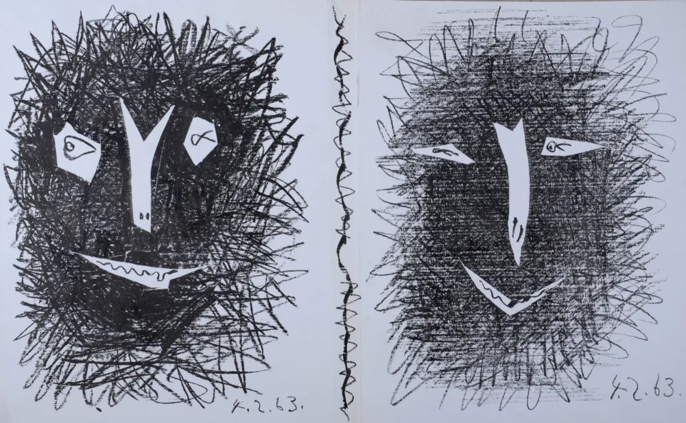 Litografia Picasso - Deux Masques, 1963