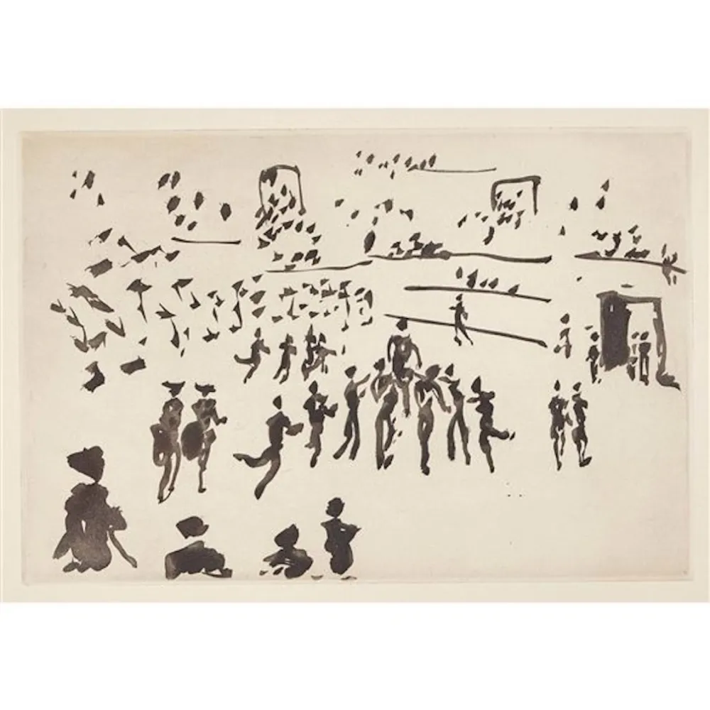 Água-Tinta Picasso - El torero sale en hombros de los aficionados