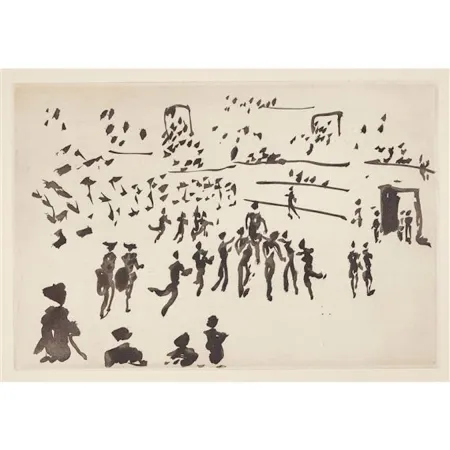 Água-Tinta Picasso - El torero sale en hombros de los aficionados