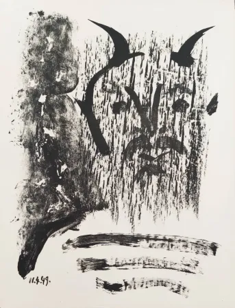 Litografia Picasso - Élégie d'Ihpetonga, Masks of Ashes, Planche III