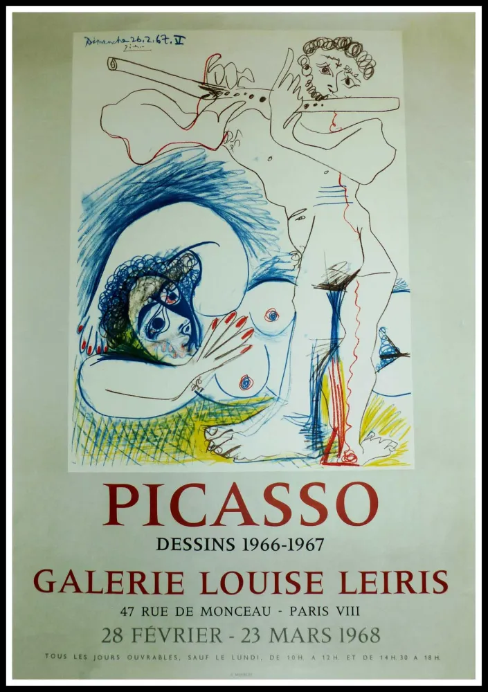 Cartaz Picasso - EXPO 1968 GALERIE LOUISE LEIRIS