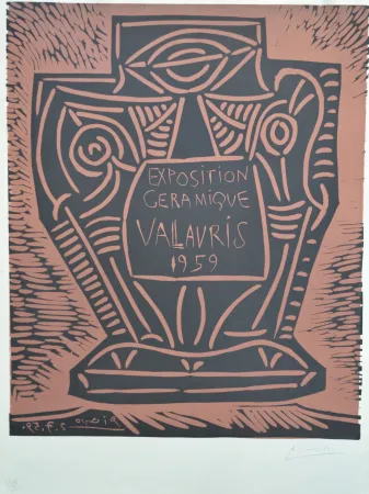 Linogravura Picasso - Exposition Céramique Vallauris - B1286