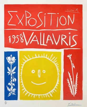 Linogravura Picasso - Exposition Vallauris, 1958