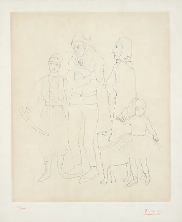 Gravura Picasso - Famille de Saltimbanques (Family of Acrobats), c.1950