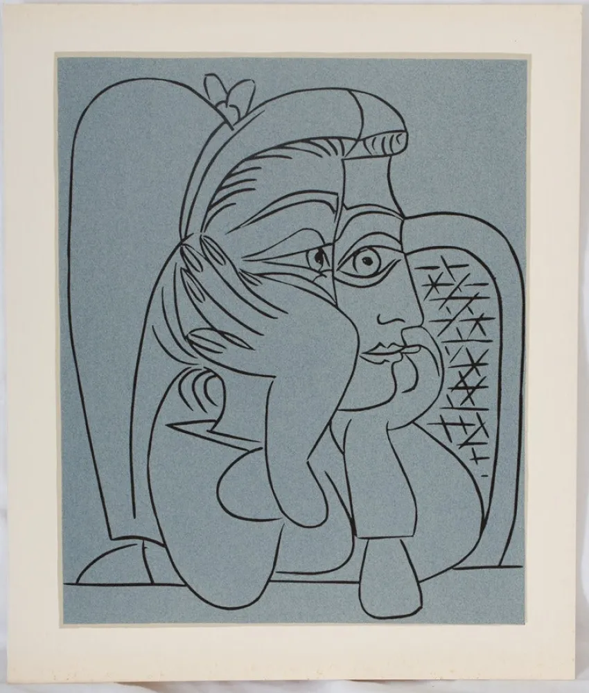 Linogravura Picasso - Femme accoudée