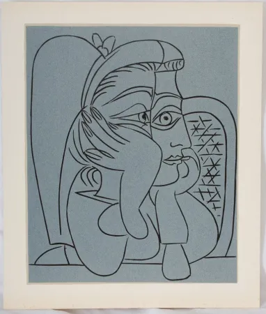 Linogravura Picasso - Femme accoudée