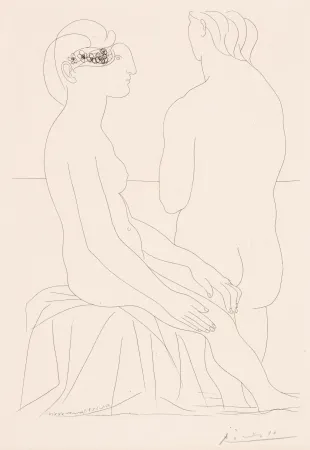 Gravura Picasso - Femme assise et Femme de Dos, pl. 78