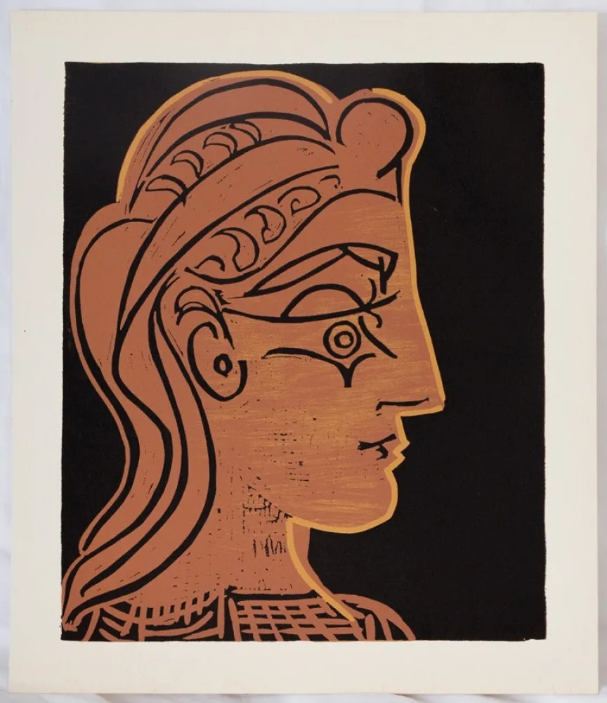Linogravura Picasso - Femme de profil