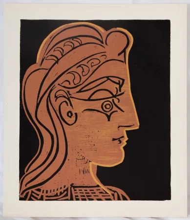 Linogravura Picasso - Femme de profil