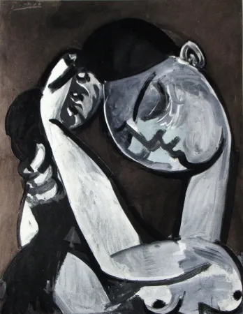 Estêncil Picasso - Femme se coiffant, 1955