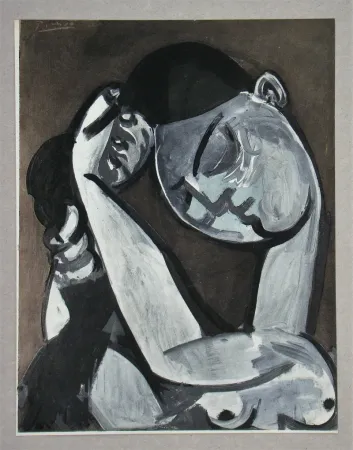 Estêncil Picasso - Femme se coiffant, Peinture, 1955