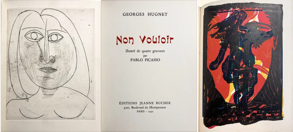 Livro Ilustrado Picasso - G. Hugnet. NON VOULOIR. 1/26 avec gravure originale et zincographies (1942)