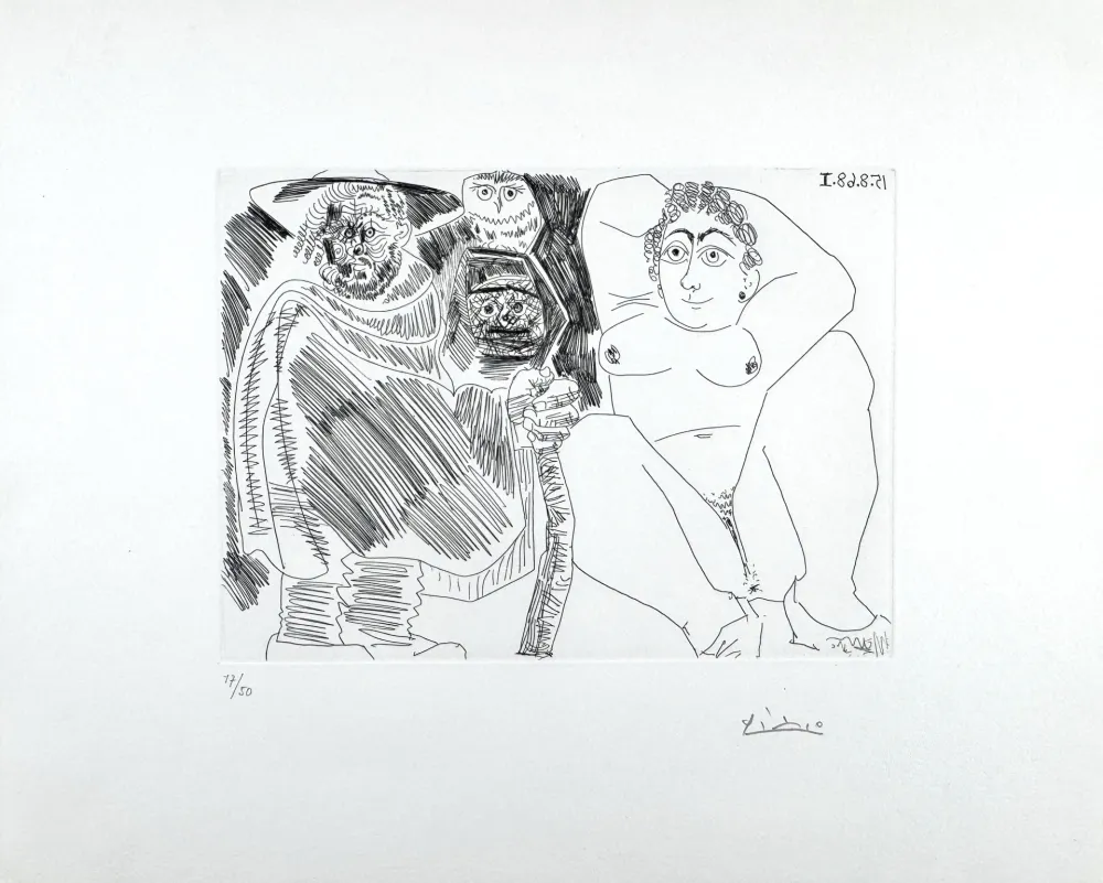 Água-Forte Picasso - Grosse Prostituée, Sorcière à la Chouette et Voyageur en Sabots 