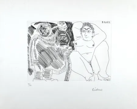 Água-Forte Picasso - Grosse Prostituée, Sorcière à la Chouette et Voyageur en Sabots 