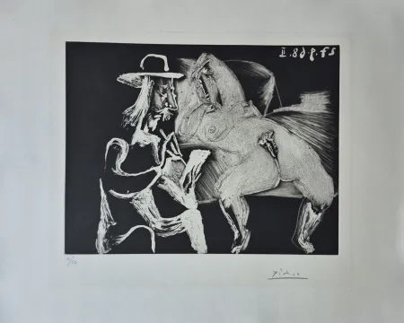 Gravura Picasso - Homme au Chapeau dessinant à Côté d'une Femme offerte, from Séries 347