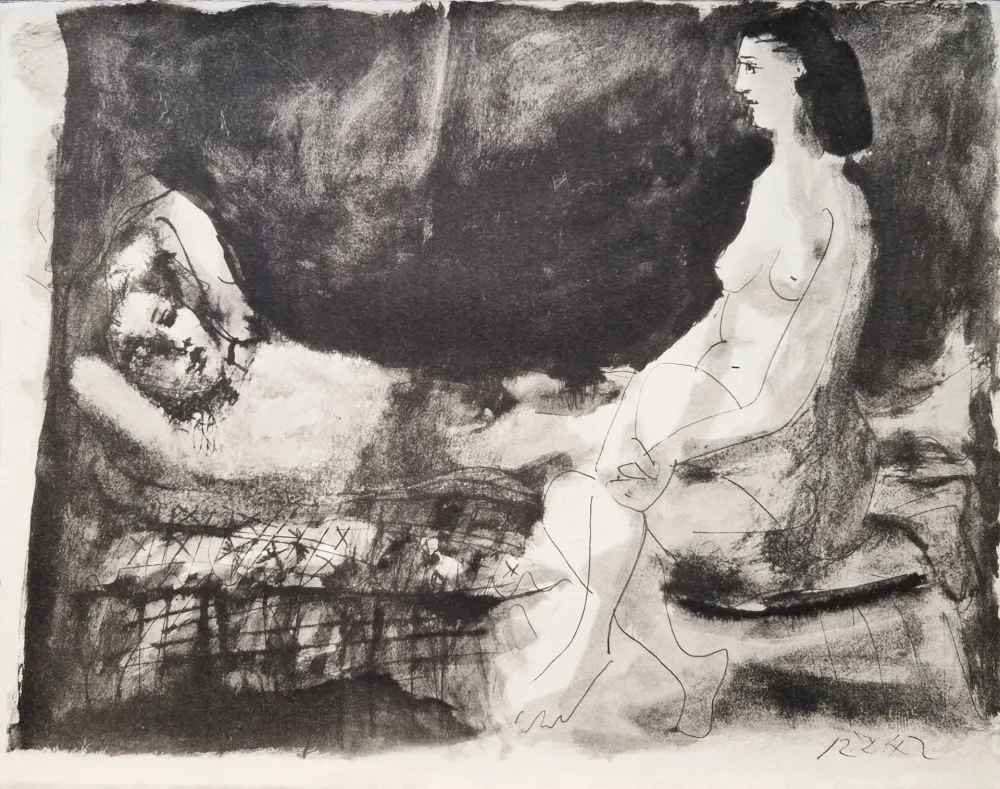 Estêncil Picasso - Homme couché et femme assise